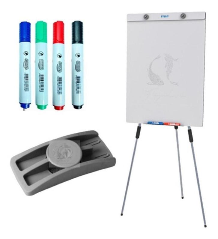 Flip chart cavalete bloco quadro apresentação office branco fixo