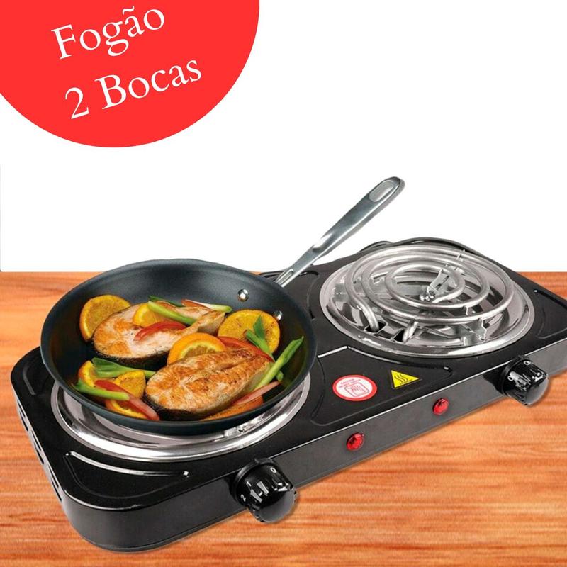 Fogão Cooktop Elétrico Fogareiro 2 BOCAS 127v 2.000 Watts Preto Ou ...