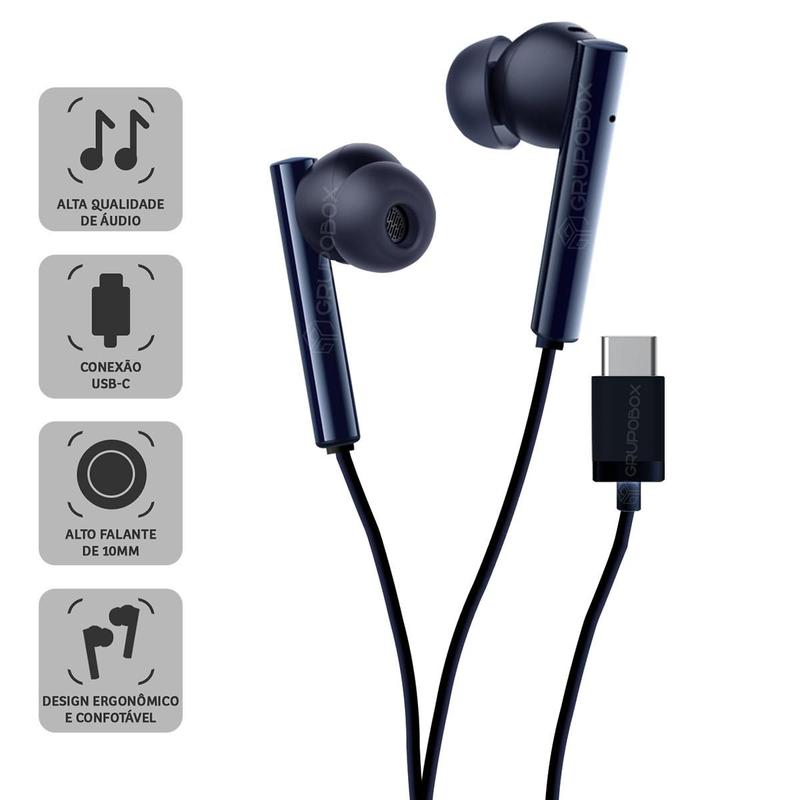 Fones De Ouvido Com Fio E Microfone Tipo C Graves Potentes - Peining ...