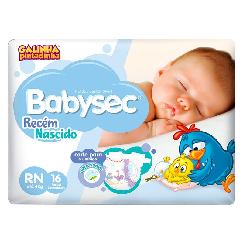 Fralda Babysec Recém-Nascido Tamanho RN com 16 Fraldas Descartáveis ...