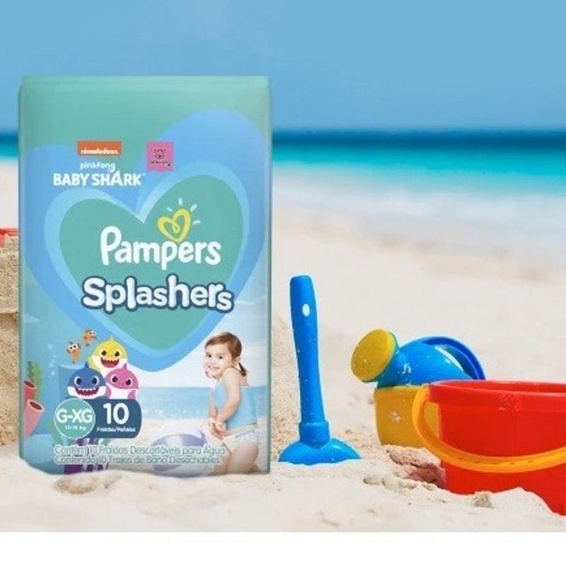 Fralda Para Água Pampers Splashers Baby Shark Verão Praia Piscina Bebê