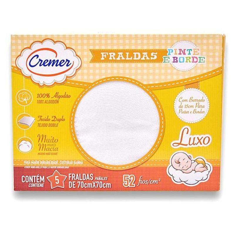 Fralda Tecido Cremer Pinte Borde Luxo 70 x 70 cm c/ 5 und - Fralda de ...