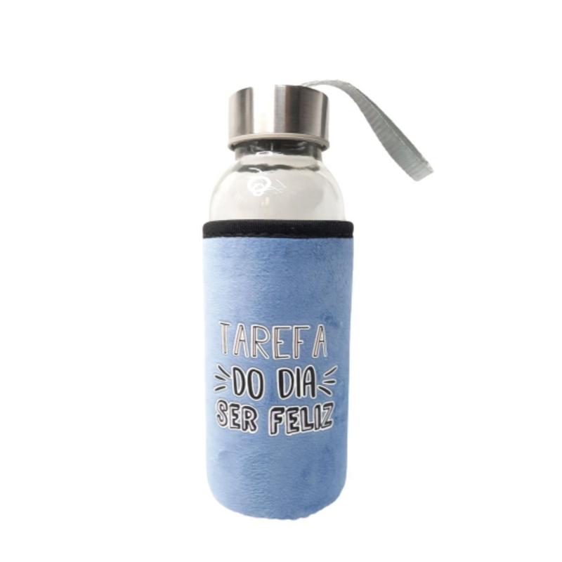 Garrafa de Agua de Vidro com Tampa de Inox Capa Neopreme 300ml ...
