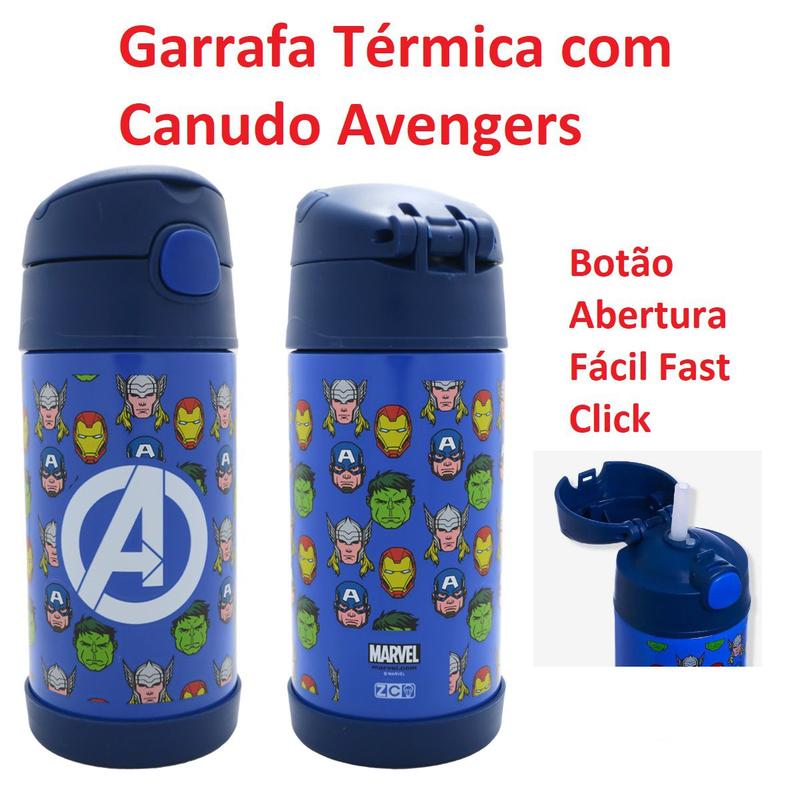 Garrafa Térmica Avengers Marvel Garrafinha Inox Vingadores Zona ...