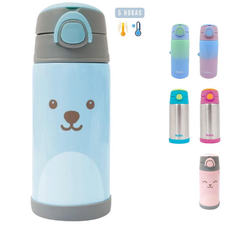 Garrafa Térmica Inox Infantil Com Canudo Silicone Buba 400ml - Garrafa ...