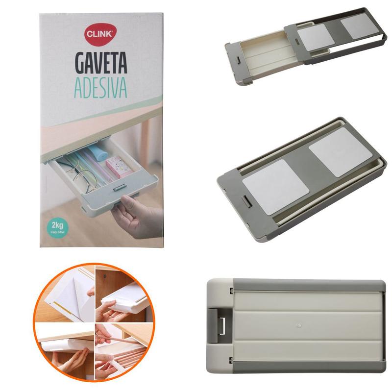 Gaveta Adesiva Multiuso Secreta Mesa Organizadora Escritório - Clink ...