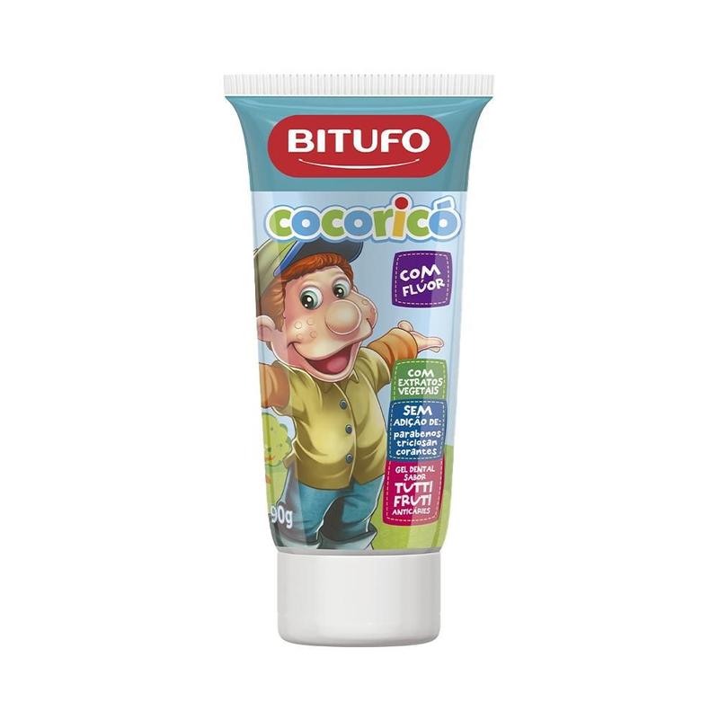 GEL DENTAL INFANTIL BITUFO COCORICÓ TUTTI-FRUTI COM FLÚOR COM 90G