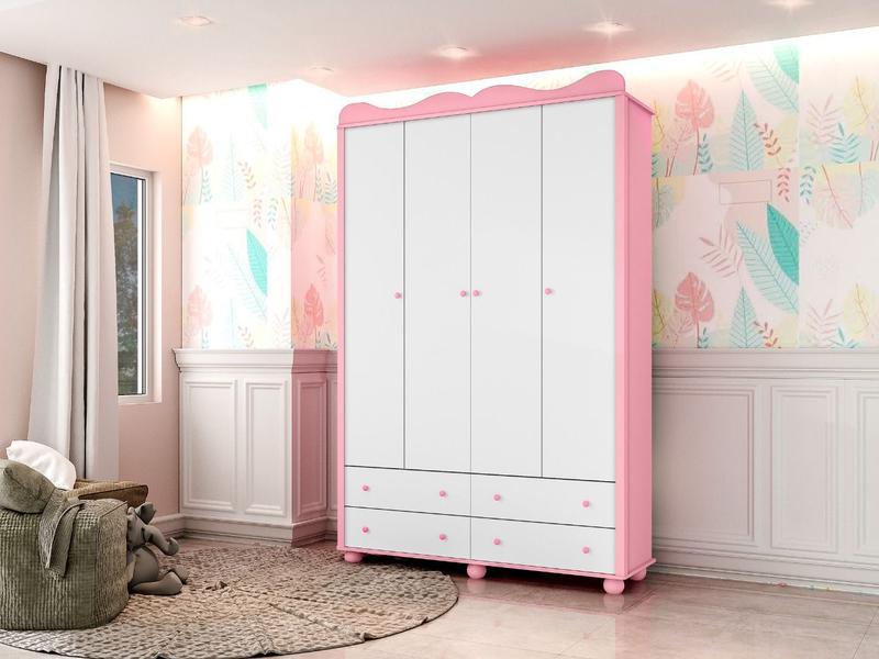 Guarda Roupa Bebê Menina Linda 100%MDF - Branco / Rosa - Planet Baby ...