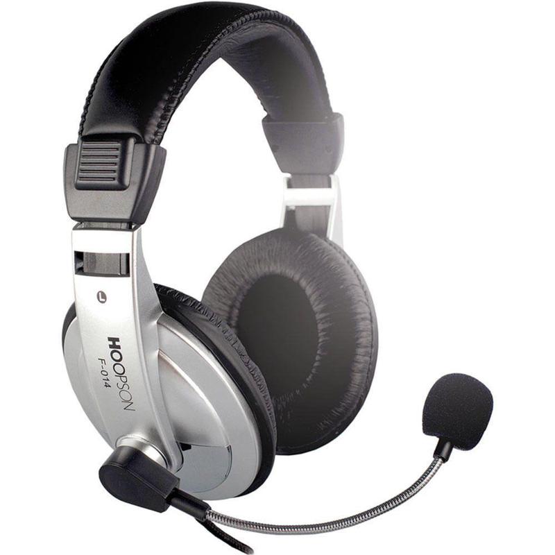 Headset Hoopson Profissional F-014 com Microfone Prata - Headset com ...