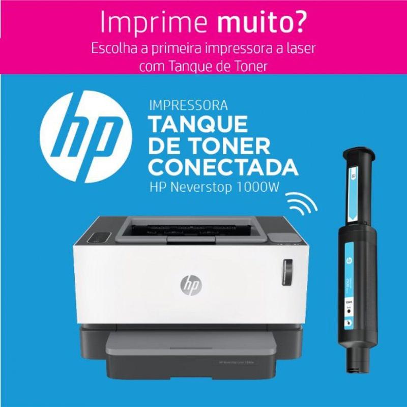 Impressora HP Neverstop Laser 1000w Tanque de Toner - Impressora Laser ...