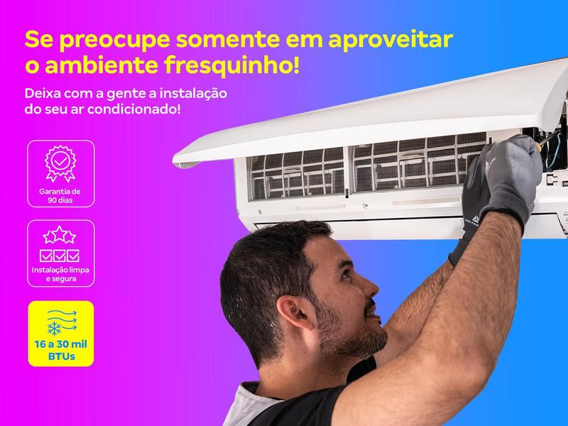 Instalação de ar condicionado de 16 a 30 mil btus - técnicos ...