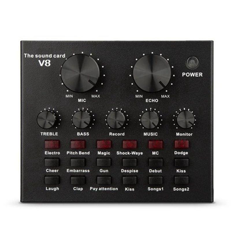 Interface de Áudio V8 + Microfone Condensador Kit Profissional para ...