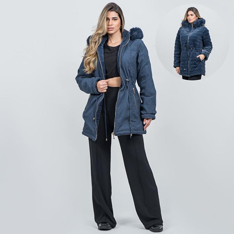 Jaqueta Parka Feminina Dupla Face SC501- - Safira Classic - Casaco ...