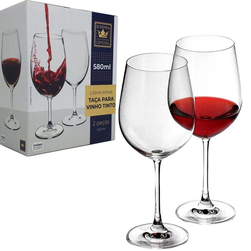Jogo 2 Taças Cristal Bohemia Titanium Vinho Tinto 580ml - FULL-FIT ...