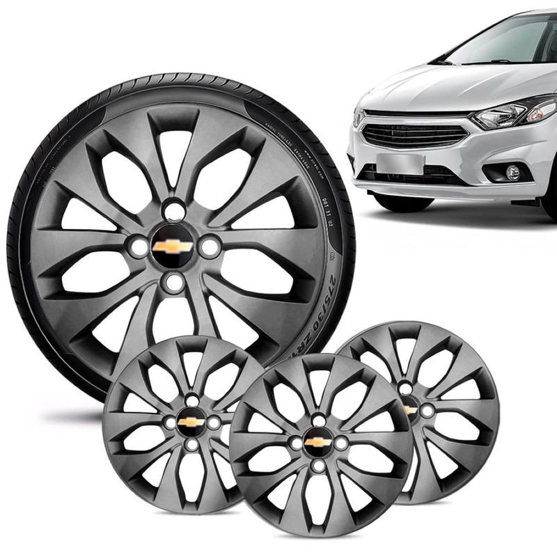 Jogo 4 Calota Chevrolet GM Onix 2017 18 19 Aro 14 Grafite Brilhante ...