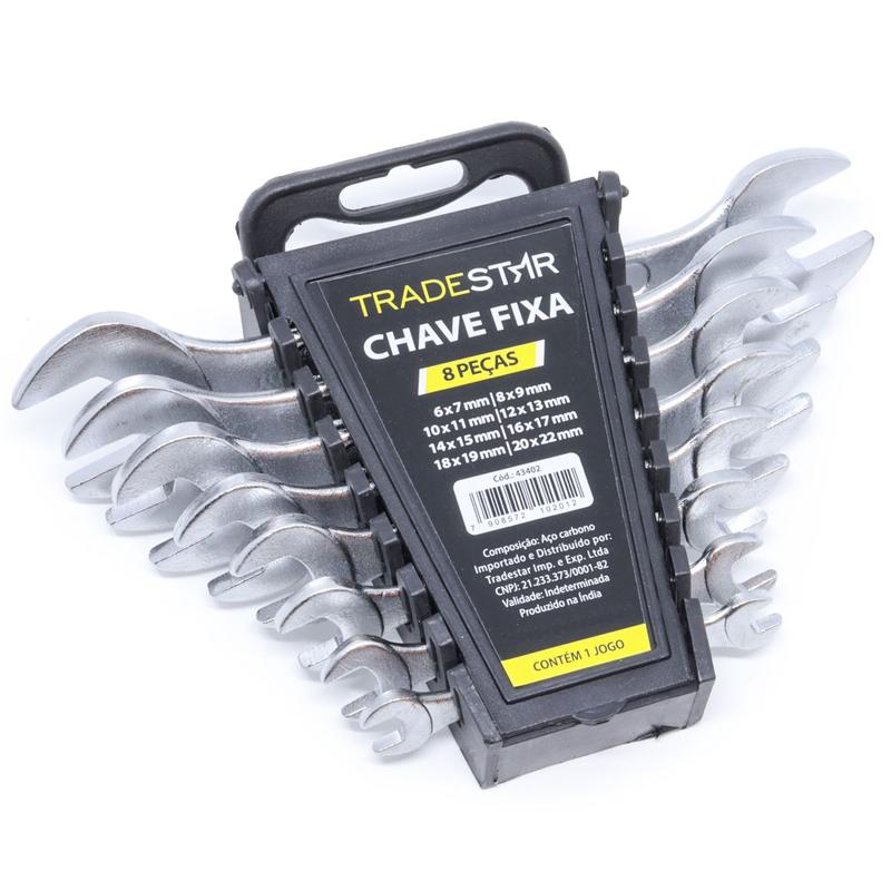 Jogo Chave Boca Fixa Aço Com 8 Peças 6 a 22mm Tradestar - Chave Fixa ...