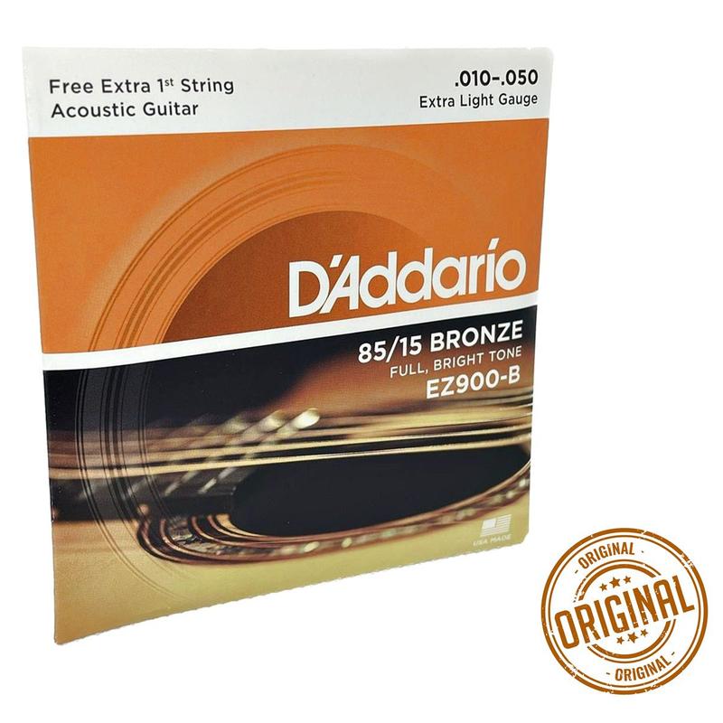 Jogo de Cordas em Aço Para Violão - Daddario 010 Original EZ 900-B ...