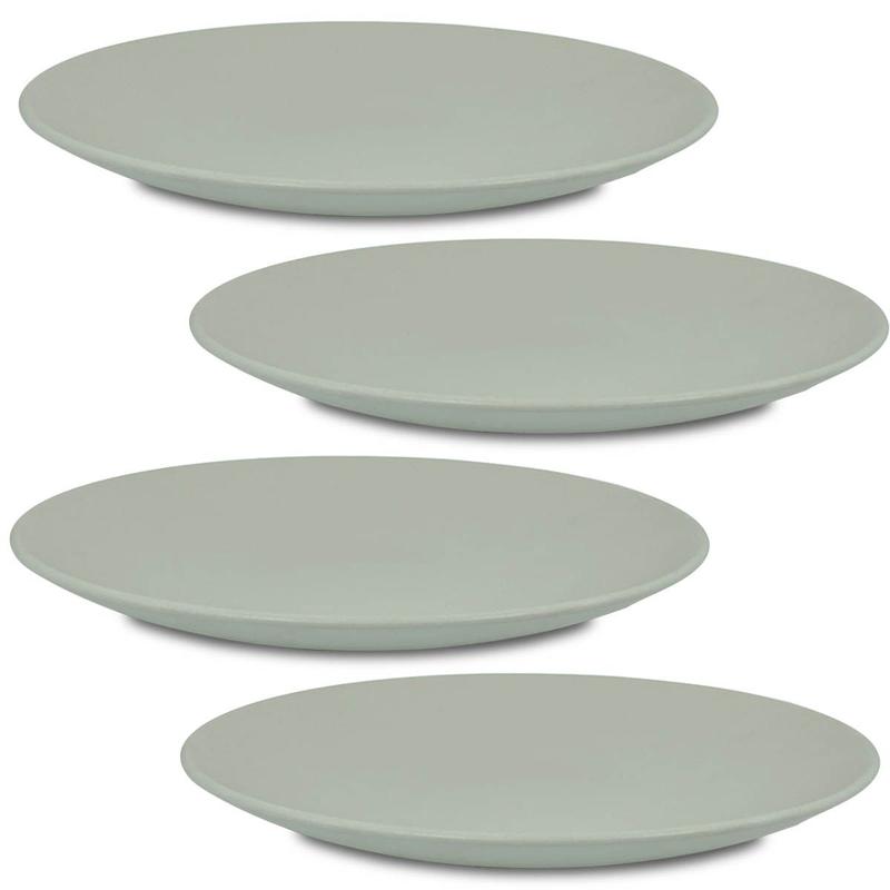 Jogo De Pratos Jantar 4 Peças Rasos Em Ceramica Cinza 28cm - Globimport ...