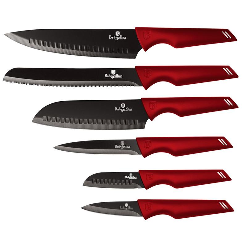 Jogo facas de cozinha 6 peças Burgundy Berlinger Haus Kit Faqueiro Inox ...
