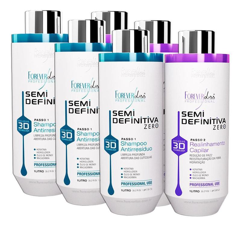 Kit 03 Forever Liss Semi Definitiva 3D Zero Sem Formol Litro ...