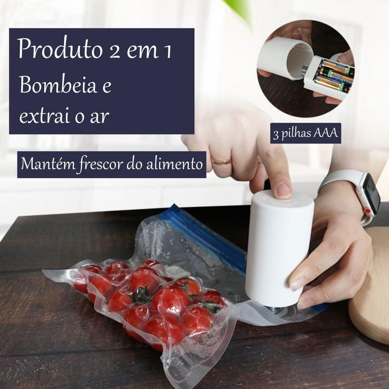 Kit 1 Bomba Elétrica para Sucção de Ar e 3 Saco à Vácuo Armazenamento ...
