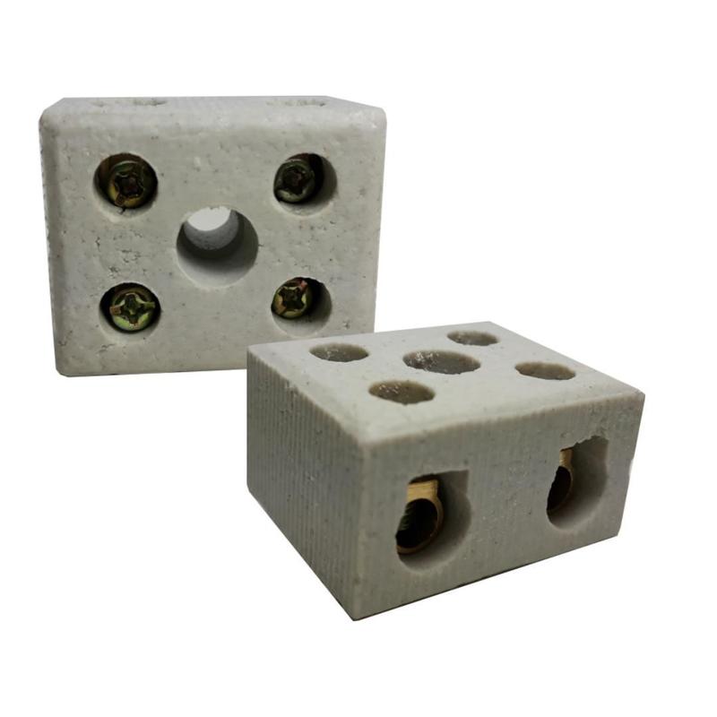 Kit 1 conector de porcelana 10mm 2 polos 25a 600v - REUE ILUMINAÇÃO ...