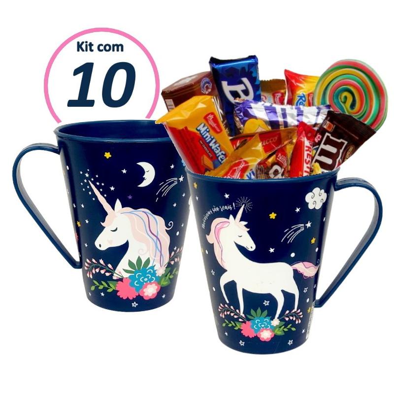 Kit 10 Caneca para Doces Lembranças de Festa de Unicórnio 360ml ...