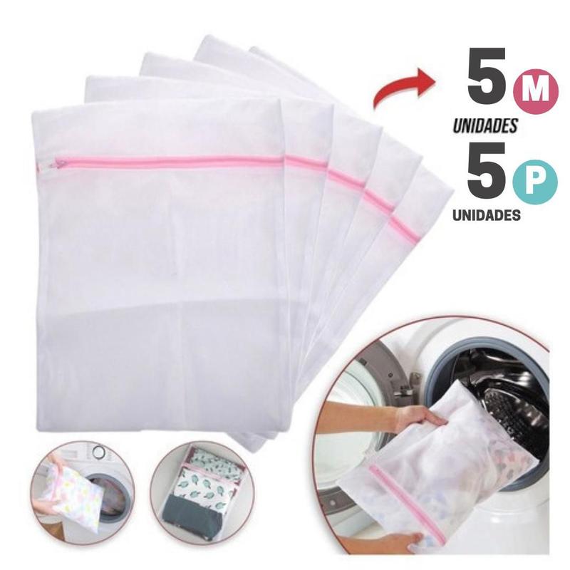 Kit 10 Sacos de Lavar Roupas Delicadas Saquinho Protetor Com Ziper P e ...