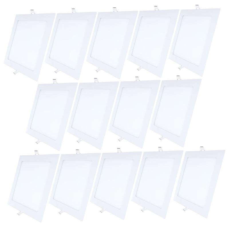 Kit 14 Luminária Led De Teto Embutir 24W Quadrado 6500K Branco Frio