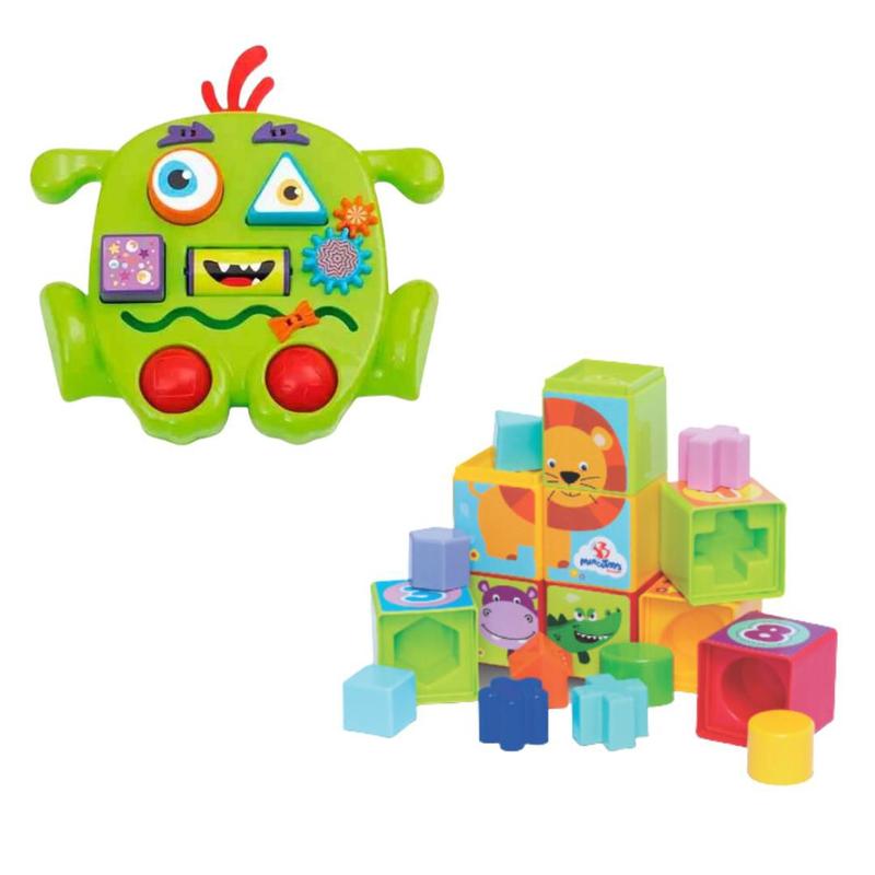 Kit 2 Brinquedo Infantil Bebe Cubinhos 5 Em 1 De Empilhar Montar Formas