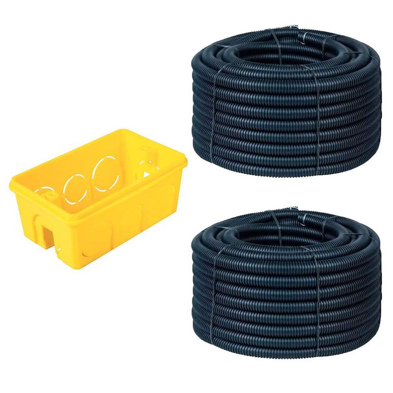 Kit 2 Eletroduto Corrugado 3/4 50 Metros + 50Un Caixinha 4x2 - Farol ...