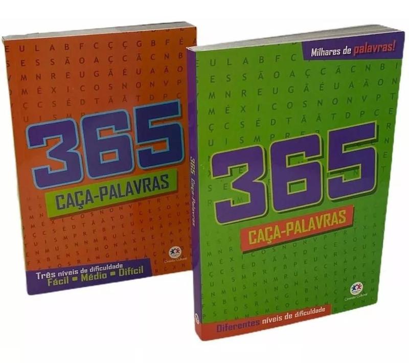 Kit 2 Livro 365 Caça Palavras Jogo Nível Fácil Médio Difícil - Ciranda ...