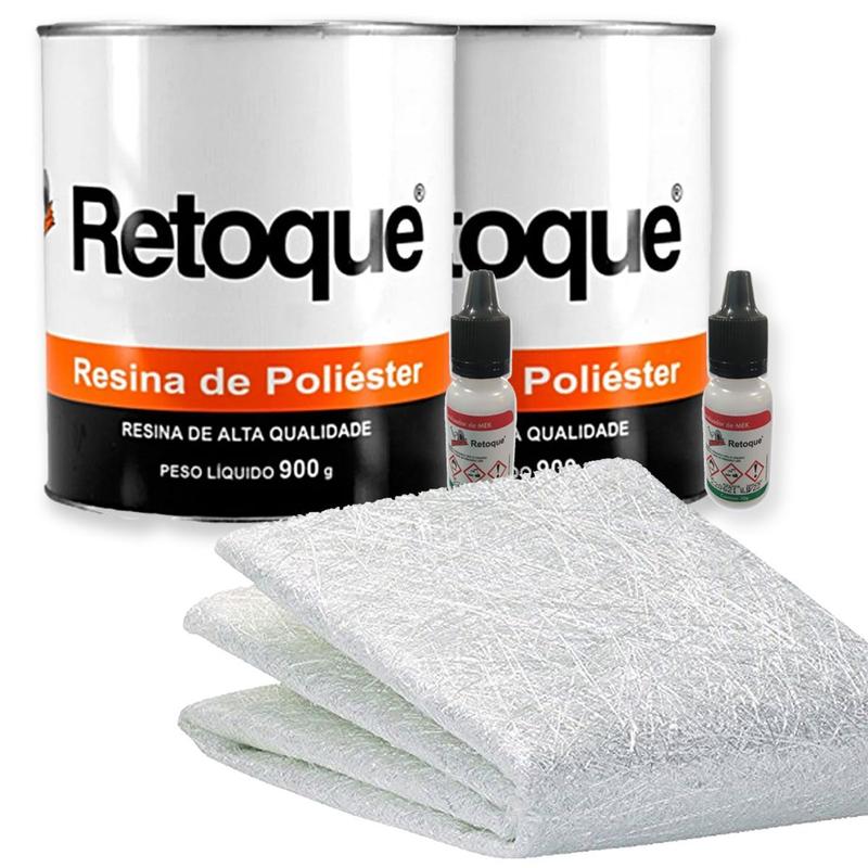Kit 2 Resina Poliéster 900g Catalisador Manta Fibra De Vidro - Retoque ...