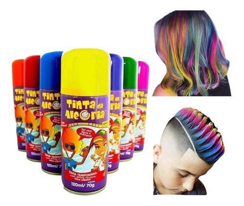 Kit 2 Tinta Spray Para Cabelo Colorida - Sai Com Agua - - Dinka - Tinta ...