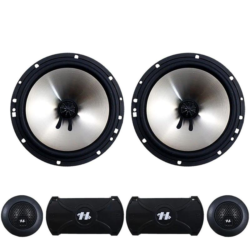 Kit 2 Vias Hurricane Auto Falante 6 Polegadas Q6.2 160w Rms Crossover e ...