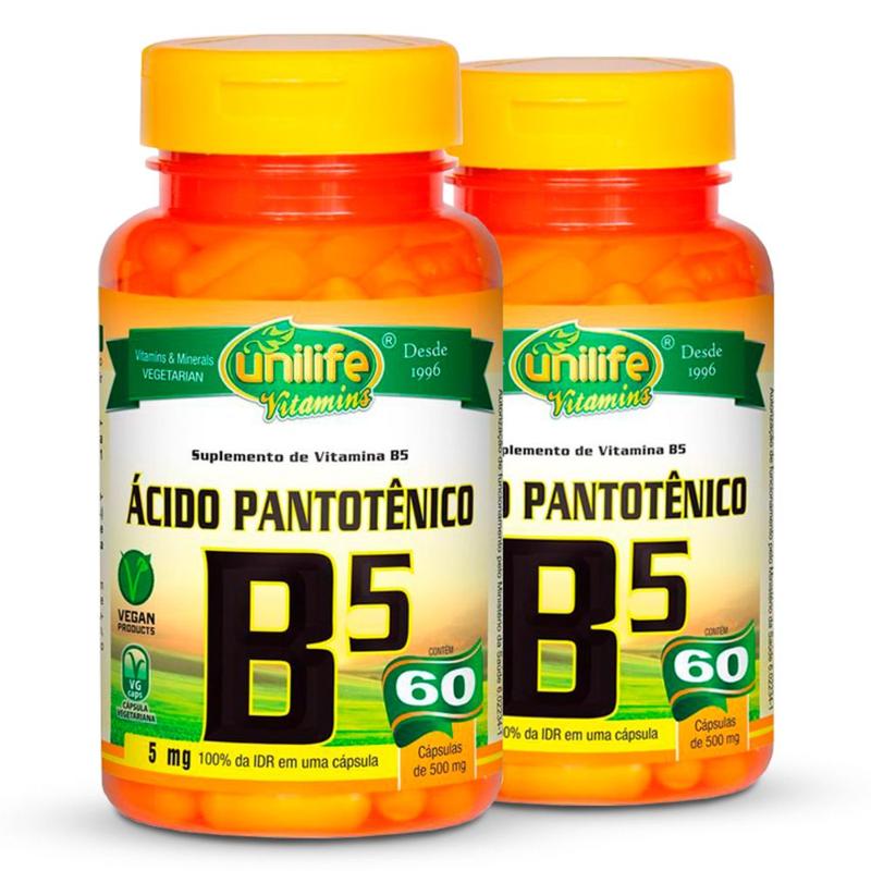 Kit 2 Vitamina B5 Ácido Pantotênico 60 cápsulas Unilife - Vitaminas A-Z ...