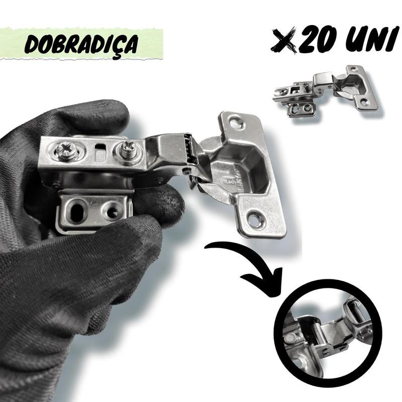 Kit 20 Dobradiça Curva pra Armário Guarda Roupa Móveis 35mm - Albras ...