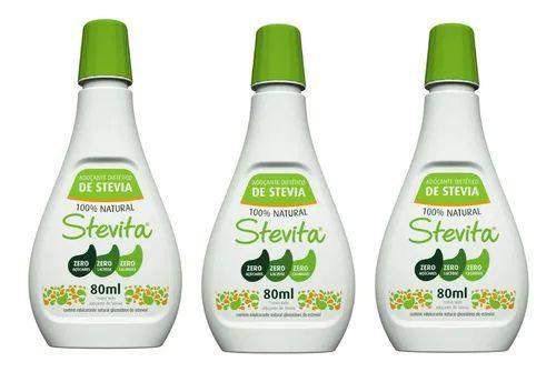 Kit 3 - Adoçante Natural Líquido Stevia 80ml - Stevita - Adoçante ...