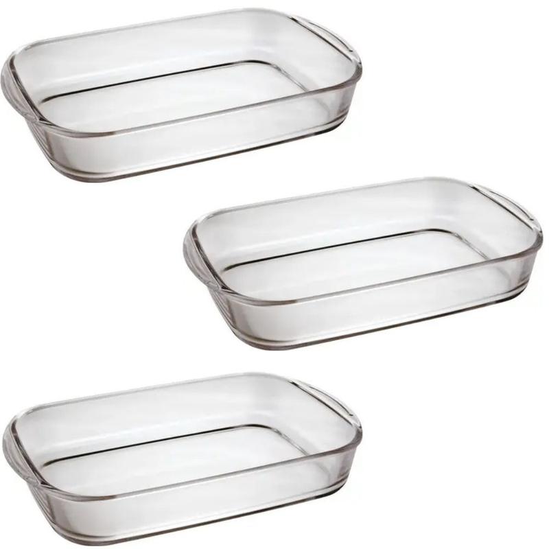 Kit 3 Assadeiras Marinex vidro retangular 4 litros - Sture Moveis ...