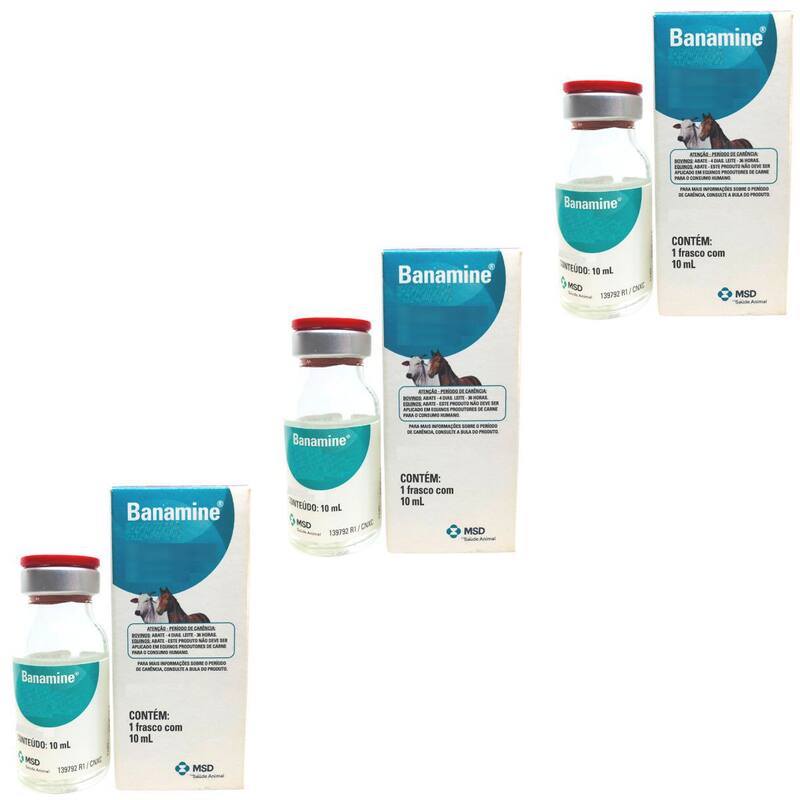 Kit 3 Banamine 10mL Bovinos Equinos Msd Saude Animal - Farmácia Pet ...