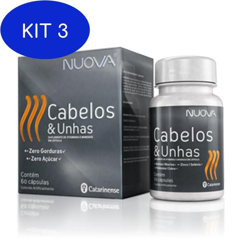 Kit 3 Cabelos e Unhas Nuova - 60 cápsulas - Catarinense Pharma ...