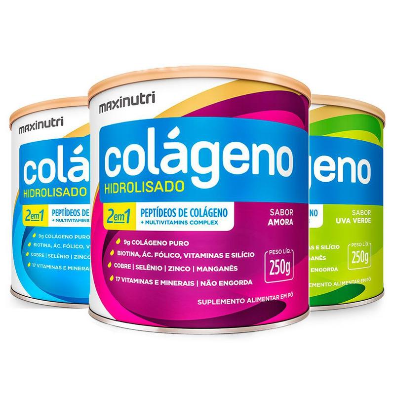 Kit 3 Colágeno Hidrolisado 2 em 1 - 250 gramas - Maxinutri - Colágeno ...