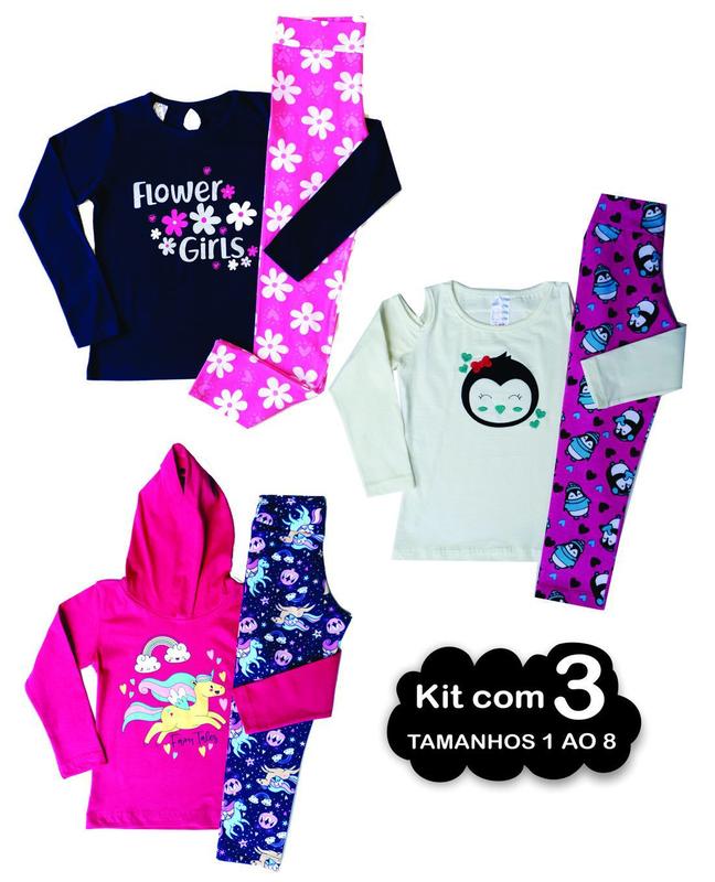 Kit 3 Conjunto Menina de frio Cotom Roupa Criança Inverno - Canoah ...