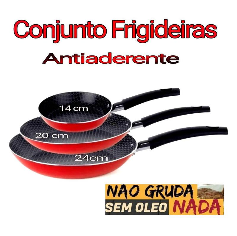 Kit 3 Frigideiras Panela Antiaderente nao gruda nada sem oleo ...