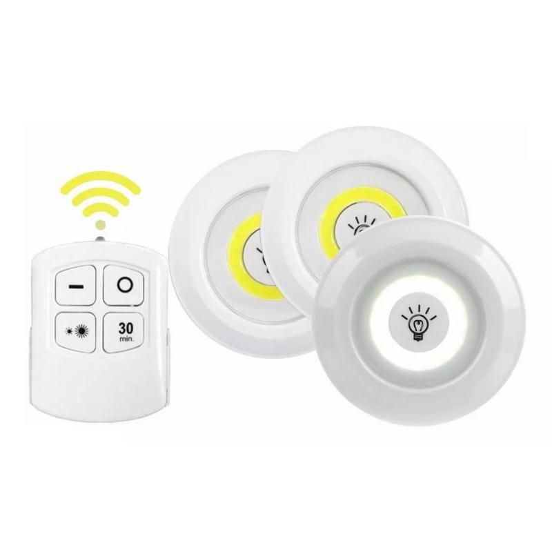 Kit 3 Lâmpada Luminária Led Sem Fio Com Controle Remoto Ótima ...