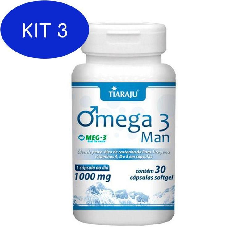 Kit 3 Omega 3 Homem 1000Mg Com 30 Cápsulas Softgel - Tiaraju - Ômega 3 ...