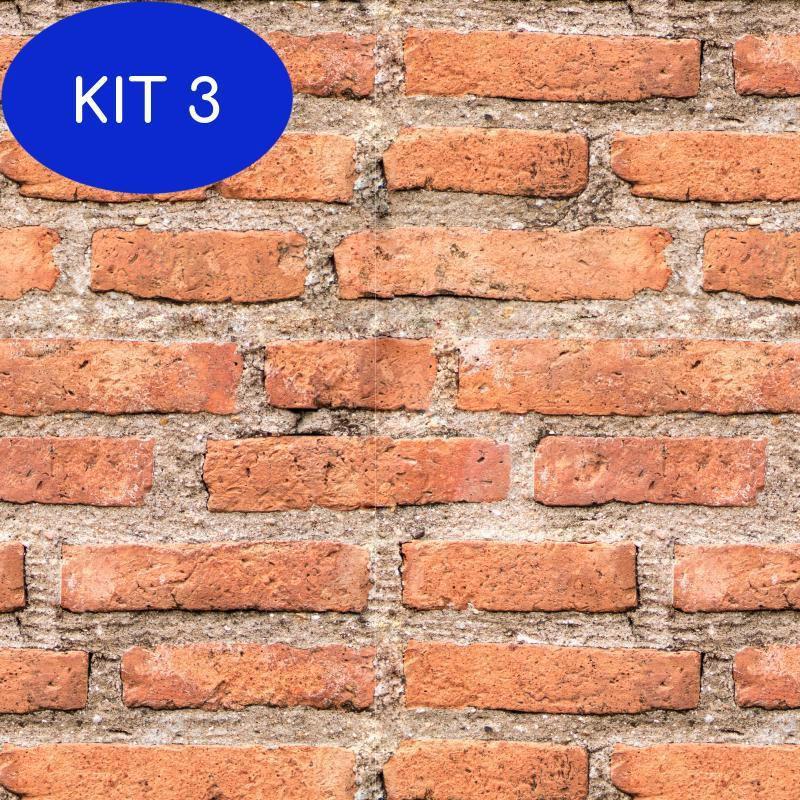Kit 3 Papel De Parede 3D Adesivo Tijolo A Vista Vinílico - N4683 - Lar ...