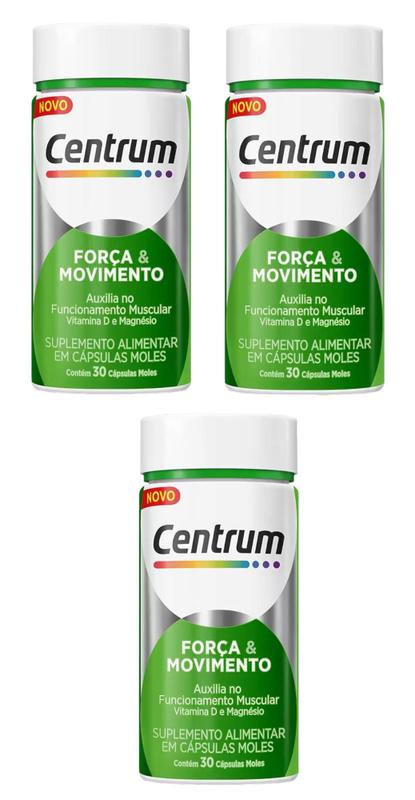 Kit 3 potes centrum força e movimento 30 capsulas moles ...