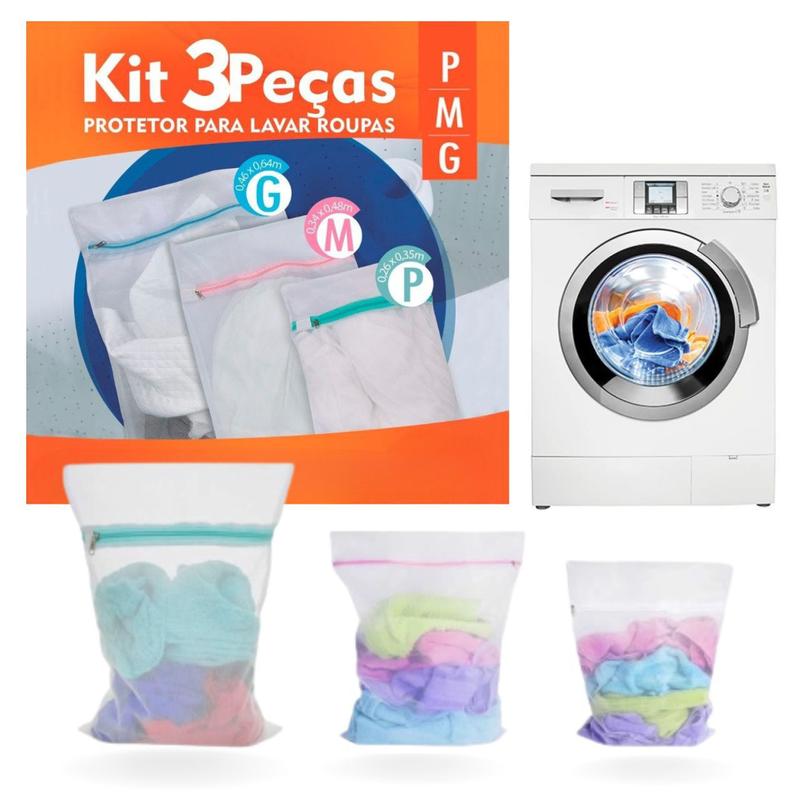 Kit 3 Sacos Protetor para Lavar Roupas P M G Telado - Online - Saco de ...