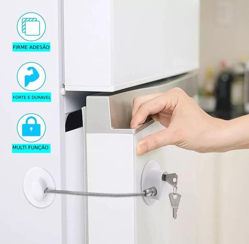 Kit 3 Trava De Segurança Chave Rígida Para Proteger Geladeira Armário ...